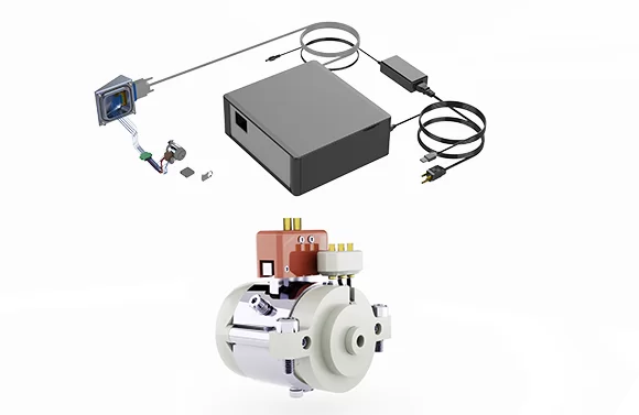 e-MSion ExD TQ-160 upgrade hardware, showing the ExD cell, controller, and cables